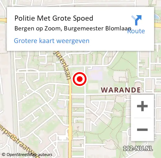 Locatie op kaart van de 112 melding: Politie Met Grote Spoed Naar Bergen op Zoom, Burgemeester Blomlaan op 1 januari 2022 03:24