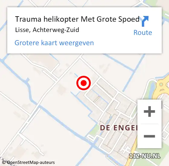 Locatie op kaart van de 112 melding: Trauma helikopter Met Grote Spoed Naar Lisse, Achterweg-Zuid op 1 januari 2022 03:25