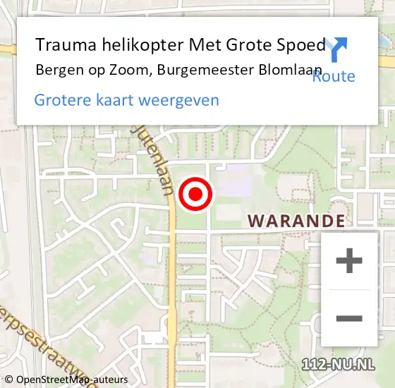 Locatie op kaart van de 112 melding: Trauma helikopter Met Grote Spoed Naar Bergen op Zoom, Burgemeester Blomlaan op 1 januari 2022 03:28