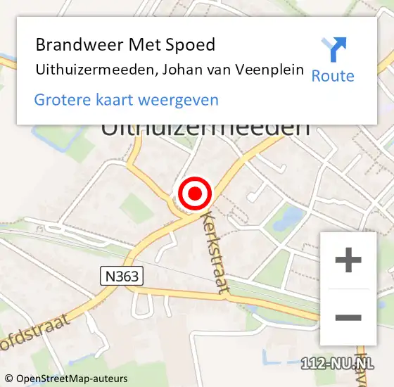 Locatie op kaart van de 112 melding: Brandweer Met Spoed Naar Uithuizermeeden, Johan van Veenplein op 1 januari 2022 03:28