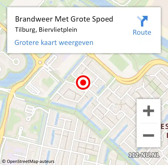 Locatie op kaart van de 112 melding: Brandweer Met Grote Spoed Naar Tilburg, Biervlietplein op 1 januari 2022 03:39