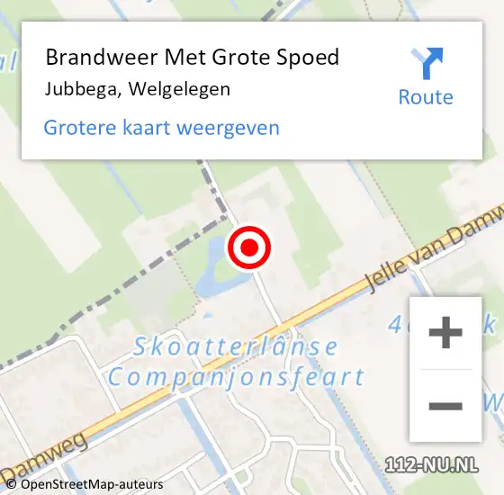 Locatie op kaart van de 112 melding: Brandweer Met Grote Spoed Naar Jubbega, Welgelegen op 1 januari 2022 03:39