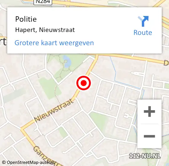 Locatie op kaart van de 112 melding: Politie Hapert, Nieuwstraat op 1 januari 2022 03:40