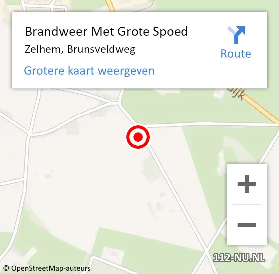 Locatie op kaart van de 112 melding: Brandweer Met Grote Spoed Naar Zelhem, Brunsveldweg op 1 januari 2022 03:45