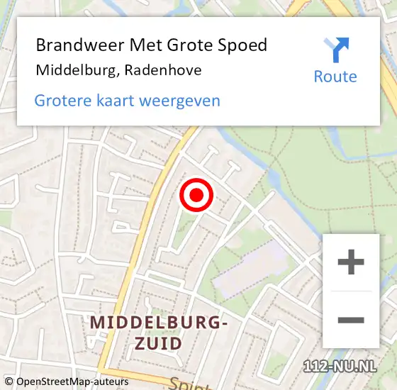 Locatie op kaart van de 112 melding: Brandweer Met Grote Spoed Naar Middelburg, Radenhove op 1 januari 2022 03:50