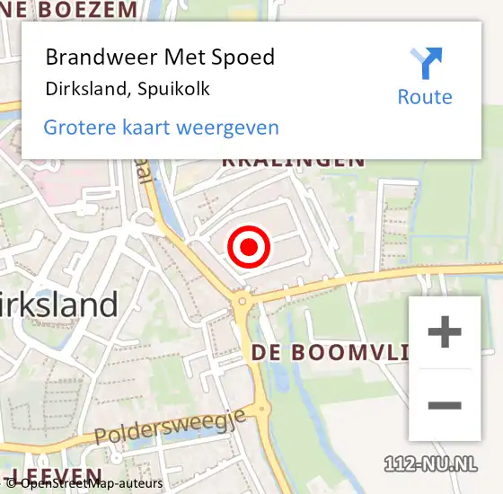 Locatie op kaart van de 112 melding: Brandweer Met Spoed Naar Dirksland, Spuikolk op 1 januari 2022 03:50