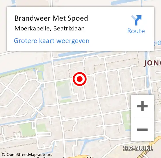 Locatie op kaart van de 112 melding: Brandweer Met Spoed Naar Moerkapelle, Beatrixlaan op 1 januari 2022 03:59