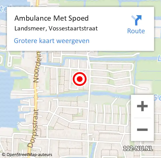 Locatie op kaart van de 112 melding: Ambulance Met Spoed Naar Landsmeer, Vossestaartstraat op 1 januari 2022 04:00