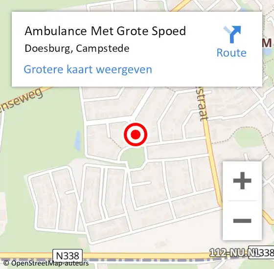 Locatie op kaart van de 112 melding: Ambulance Met Grote Spoed Naar Doesburg, Campstede op 1 januari 2022 04:17