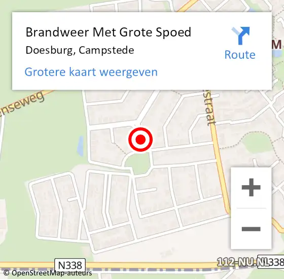 Locatie op kaart van de 112 melding: Brandweer Met Grote Spoed Naar Doesburg, Campstede op 1 januari 2022 04:30
