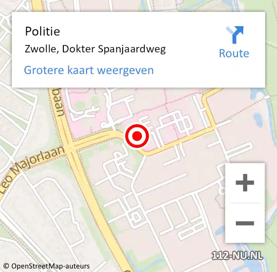 Locatie op kaart van de 112 melding: Politie Zwolle, Dokter Spanjaardweg op 1 januari 2022 04:36