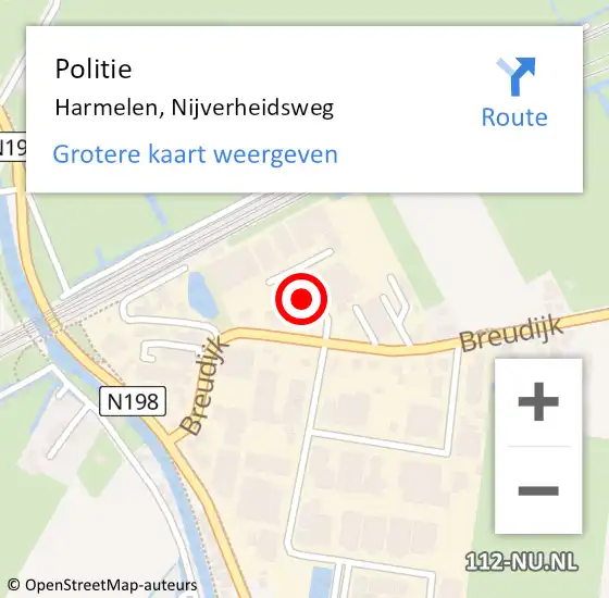 Locatie op kaart van de 112 melding: Politie Harmelen, Nijverheidsweg op 1 januari 2022 04:48