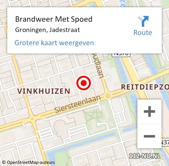 Locatie op kaart van de 112 melding: Brandweer Met Spoed Naar Groningen, Jadestraat op 1 januari 2022 04:59