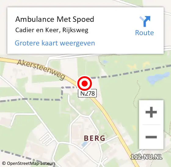 Locatie op kaart van de 112 melding: Ambulance Met Spoed Naar Cadier en Keer, Rijksweg op 4 juli 2014 02:28