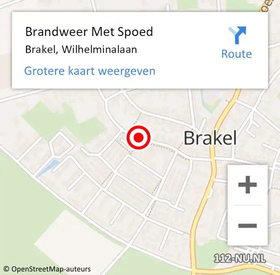 Locatie op kaart van de 112 melding: Brandweer Met Spoed Naar Brakel, Wilhelminalaan op 1 januari 2022 05:09