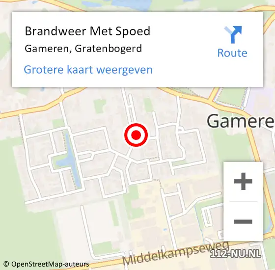 Locatie op kaart van de 112 melding: Brandweer Met Spoed Naar Gameren, Gratenbogerd op 1 januari 2022 05:20