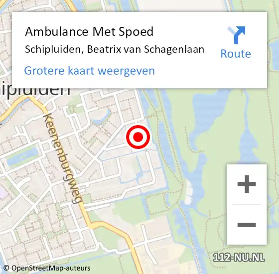 Locatie op kaart van de 112 melding: Ambulance Met Spoed Naar Schipluiden, Beatrix van Schagenlaan op 1 januari 2022 05:31