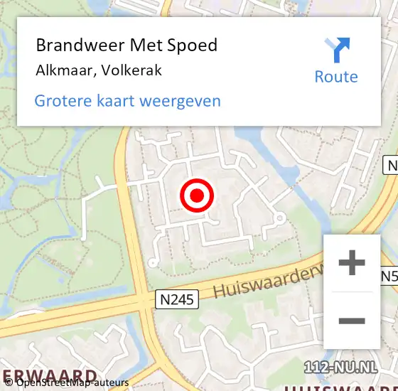 Locatie op kaart van de 112 melding: Brandweer Met Spoed Naar Alkmaar, Volkerak op 1 januari 2022 05:45