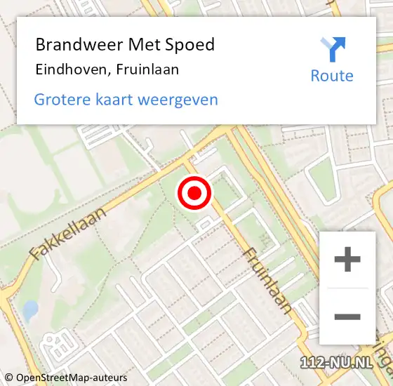 Locatie op kaart van de 112 melding: Brandweer Met Spoed Naar Eindhoven, Fruinlaan op 1 januari 2022 05:49