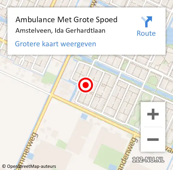 Locatie op kaart van de 112 melding: Ambulance Met Grote Spoed Naar Amstelveen, Ida Gerhardtlaan op 1 januari 2022 06:15