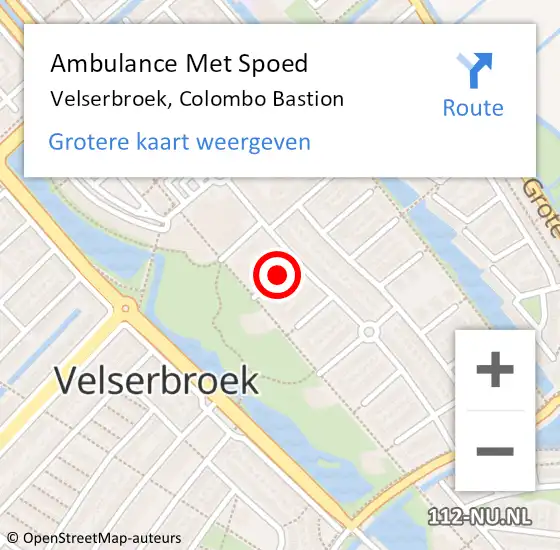 Locatie op kaart van de 112 melding: Ambulance Met Spoed Naar Velserbroek, Colombo Bastion op 1 januari 2022 06:18