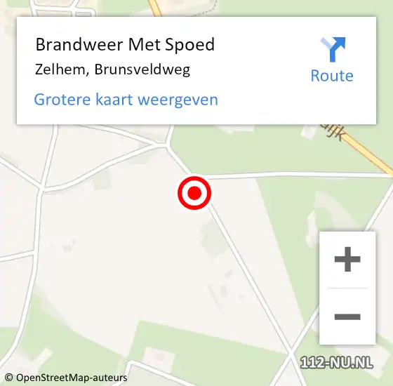 Locatie op kaart van de 112 melding: Brandweer Met Spoed Naar Zelhem, Brunsveldweg op 1 januari 2022 06:51