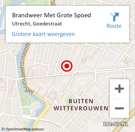 Locatie op kaart van de 112 melding: Brandweer Met Grote Spoed Naar Utrecht, Goedestraat op 1 januari 2022 07:04