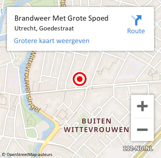 Locatie op kaart van de 112 melding: Brandweer Met Grote Spoed Naar Utrecht, Goedestraat op 1 januari 2022 07:11