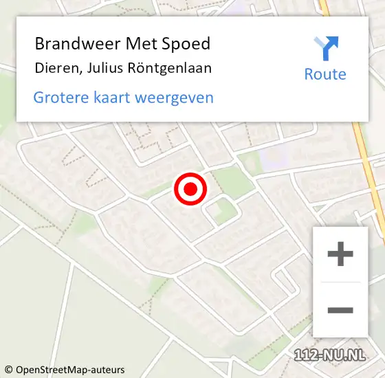 Locatie op kaart van de 112 melding: Brandweer Met Spoed Naar Dieren, Julius Röntgenlaan op 1 januari 2022 07:15