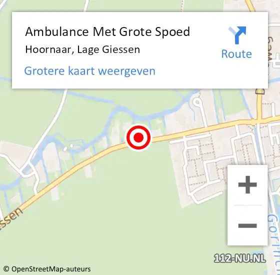 Locatie op kaart van de 112 melding: Ambulance Met Grote Spoed Naar Hoornaar, Lage Giessen op 1 januari 2022 07:15