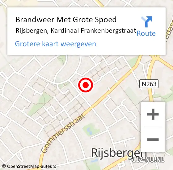 Locatie op kaart van de 112 melding: Brandweer Met Grote Spoed Naar Rijsbergen, Kardinaal Frankenbergstraat op 1 januari 2022 07:21