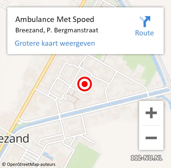 Locatie op kaart van de 112 melding: Ambulance Met Spoed Naar Breezand, P. Bergmanstraat op 1 januari 2022 07:33