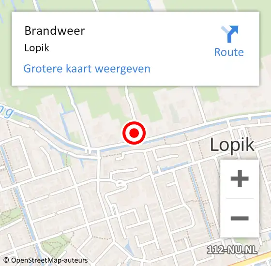 Locatie op kaart van de 112 melding: Brandweer Lopik op 1 januari 2022 07:46