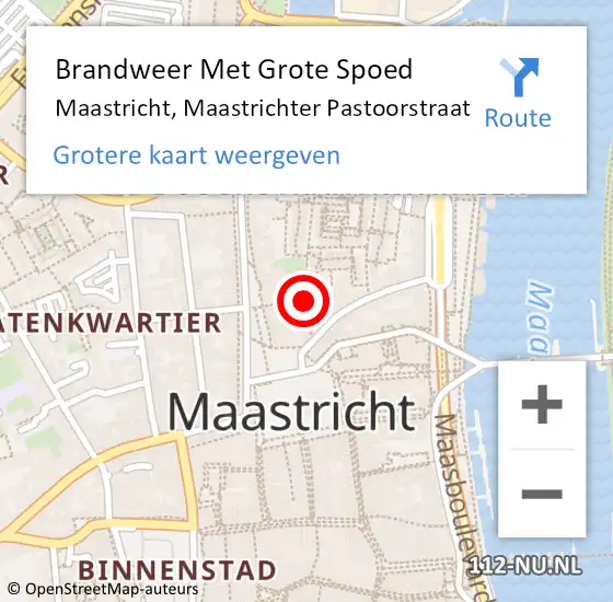 Locatie op kaart van de 112 melding: Brandweer Met Grote Spoed Naar Maastricht, Maastrichter Pastoorstraat op 1 januari 2022 08:07