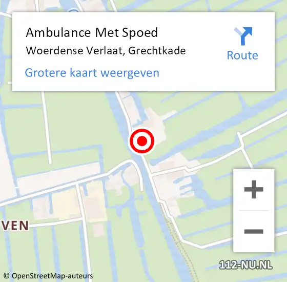 Locatie op kaart van de 112 melding: Ambulance Met Spoed Naar Woerdense Verlaat, Grechtkade op 1 januari 2022 08:36