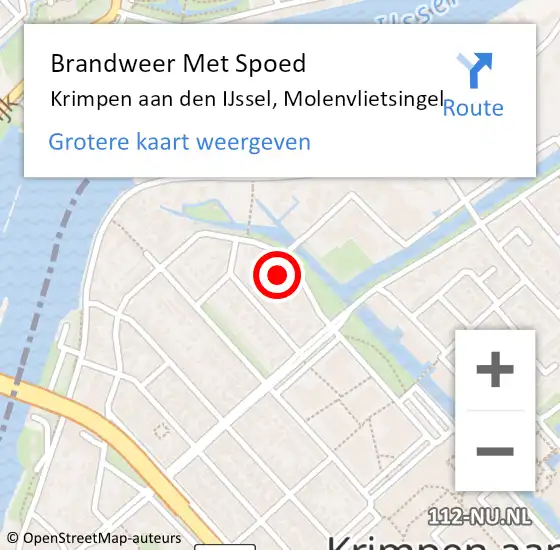 Locatie op kaart van de 112 melding: Brandweer Met Spoed Naar Krimpen aan den IJssel, Molenvlietsingel op 1 januari 2022 08:39