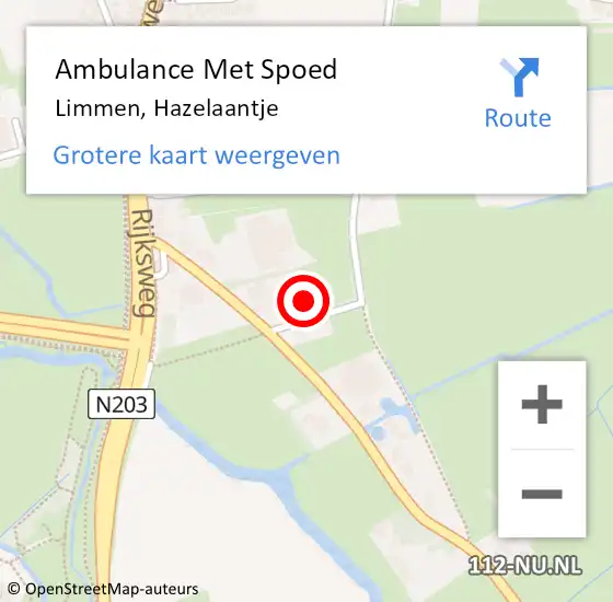 Locatie op kaart van de 112 melding: Ambulance Met Spoed Naar Limmen, Hazelaantje op 1 januari 2022 08:46