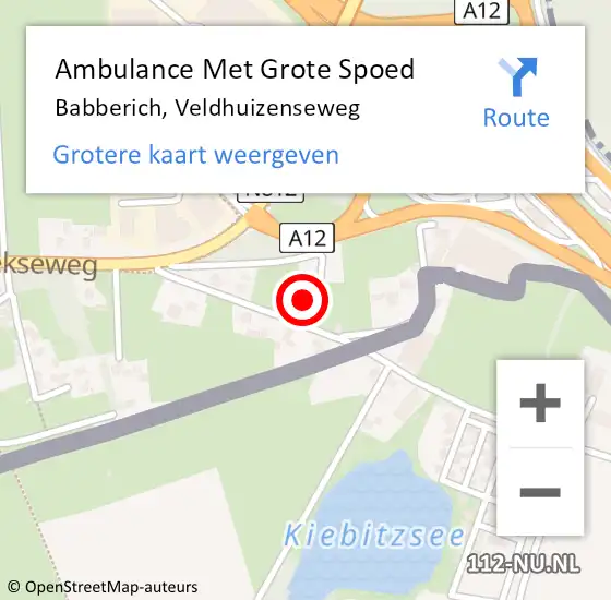 Locatie op kaart van de 112 melding: Ambulance Met Grote Spoed Naar Babberich, Veldhuizenseweg op 1 januari 2022 08:53