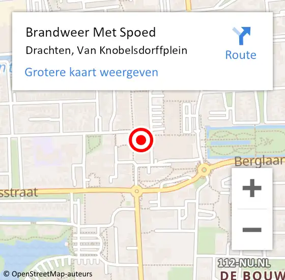 Locatie op kaart van de 112 melding: Brandweer Met Spoed Naar Drachten, Van Knobelsdorffplein op 1 januari 2022 09:33