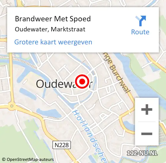 Locatie op kaart van de 112 melding: Brandweer Met Spoed Naar Oudewater, Marktstraat op 1 januari 2022 09:35