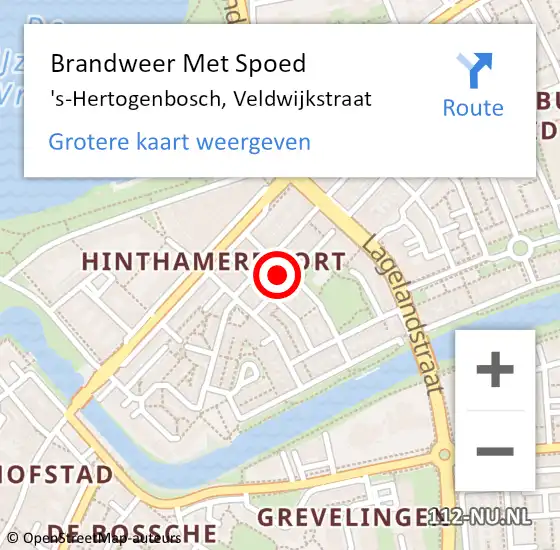 Locatie op kaart van de 112 melding: Brandweer Met Spoed Naar 's-Hertogenbosch, Veldwijkstraat op 1 januari 2022 09:41