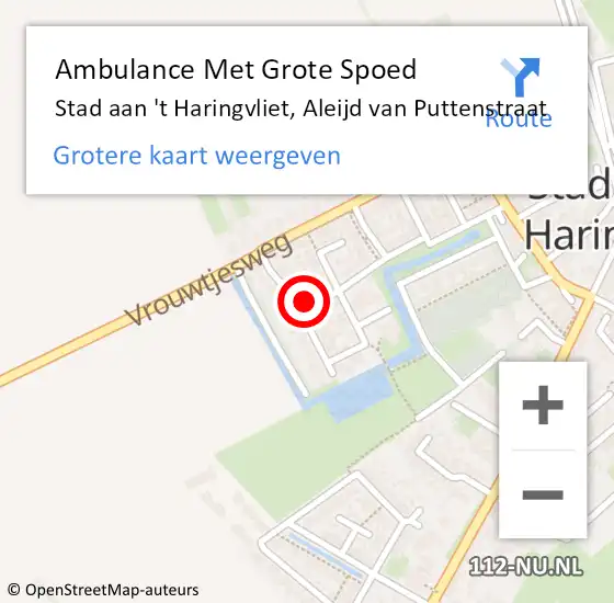 Locatie op kaart van de 112 melding: Ambulance Met Grote Spoed Naar Stad aan 't Haringvliet, Aleijd van Puttenstraat op 1 januari 2022 09:46