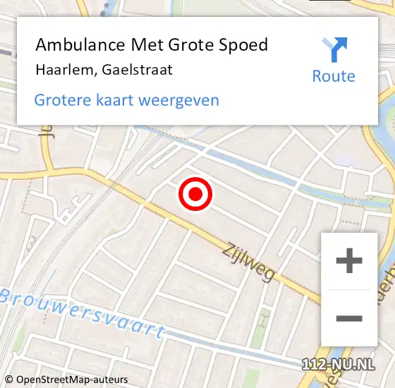 Locatie op kaart van de 112 melding: Ambulance Met Grote Spoed Naar Haarlem, Gaelstraat op 1 januari 2022 10:00