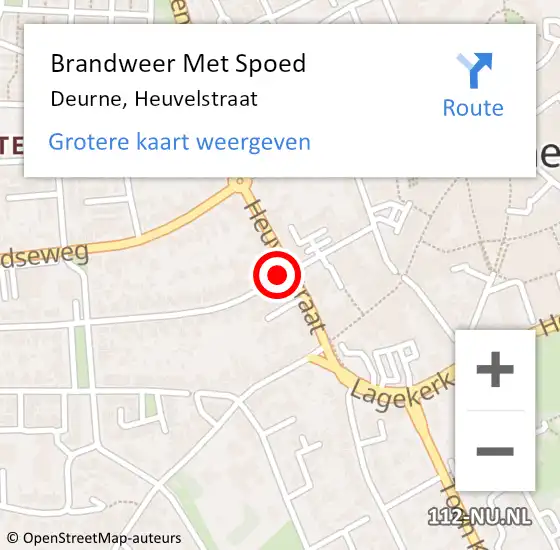 Locatie op kaart van de 112 melding: Brandweer Met Spoed Naar Deurne, Heuvelstraat op 1 januari 2022 10:08