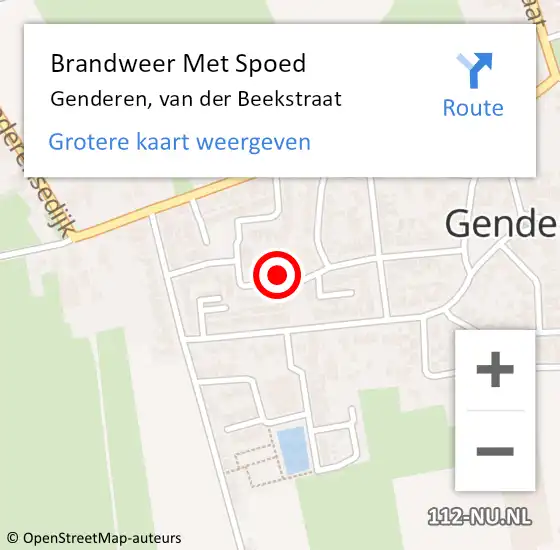 Locatie op kaart van de 112 melding: Brandweer Met Spoed Naar Genderen, van der Beekstraat op 1 januari 2022 10:30