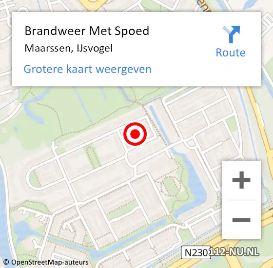 Locatie op kaart van de 112 melding: Brandweer Met Spoed Naar Maarssen, IJsvogel op 1 januari 2022 10:32