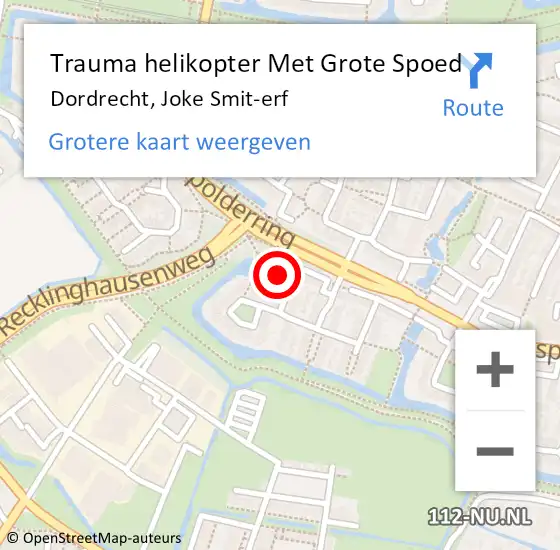 Locatie op kaart van de 112 melding: Trauma helikopter Met Grote Spoed Naar Dordrecht, Joke Smit-erf op 1 januari 2022 10:37