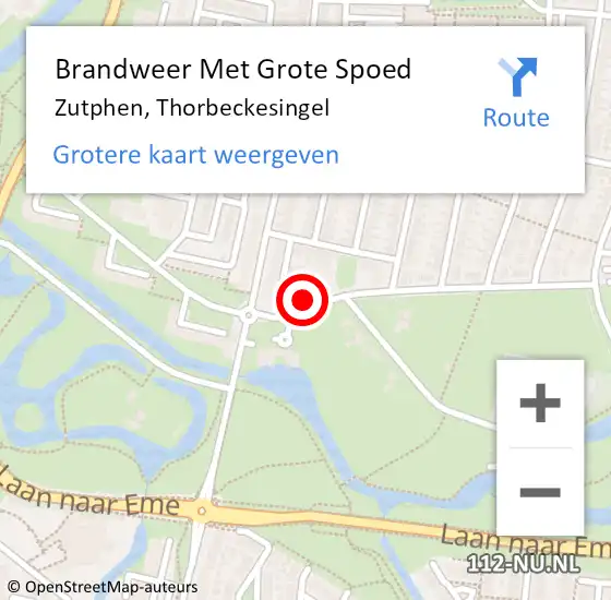 Locatie op kaart van de 112 melding: Brandweer Met Grote Spoed Naar Zutphen, Thorbeckesingel op 1 januari 2022 10:38