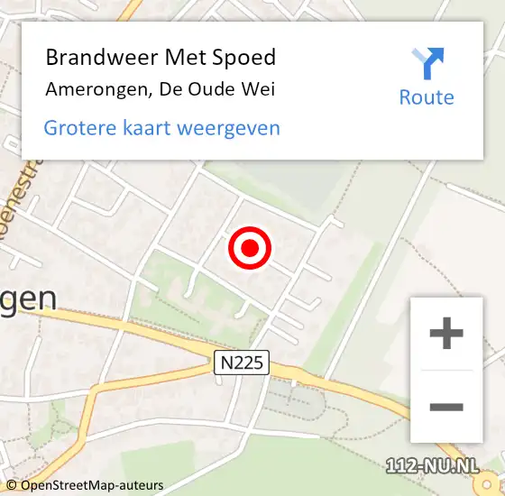 Locatie op kaart van de 112 melding: Brandweer Met Spoed Naar Amerongen, De Oude Wei op 1 januari 2022 10:39