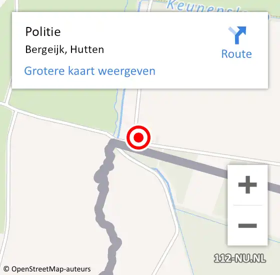 Locatie op kaart van de 112 melding: Politie Bergeijk, Hutten op 1 januari 2022 10:41